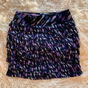 stylish fringe purple galaxy colored mini skirt